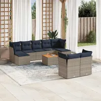 vidaXL Gartensofa-Set 10-tlg. grau