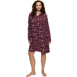 Nachthemd TRIUMPH "Boyfriend Fit NDW 02", Damen, Gr. 38, N-Gr, rot (rot, light combination), Single Jersey, 100% Viskose, mehrfarbig, kontrastfarbene Details, casual, bequem knieumspielend, V-Ausschnitt, Langarm, Kleider, bequem und stilvoll