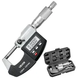 Vevor Mikrometer, Digitale Bügelmessschraube, Messbereich 0–25,4 mm, Auflösung 0,001 mm, Höchste Präzision 0,003 mm Genauigkeit, LCD-Display, Zoll/mm-Umschaltung, Hartmetallspitze, mit Koffer