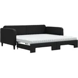 vidaXL Tagesbett Ausziehbar mit Matratzen Schwarz 100x200 cm Stoff