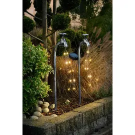 InnoCOM Solarleuchte Metall 52 cm 2er Set silber
