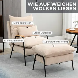 Homcom Relaxsessel Polyester/Cord 68 x 88 x 91,5 cm Beige mit Hocker