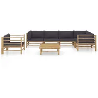 vidaXL 7-tlg Garten-Lounge-Set mit Dunkelgrauen Kissen Bambus