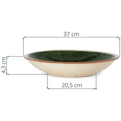 4BIG.fun Usbekischer Rischtan Lagan Ø37 cm Oriental Ljagan Keramik Schale Plate Glasur Teller Handarbeit