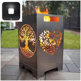 tuning-art Herz Feuerkorb Feuertonne Feuerschale + Grillplatte Feuerplatte Grillring
