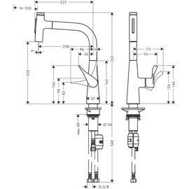 Hansgrohe Metris Select M71 2jet edelstahl Finish 73822800