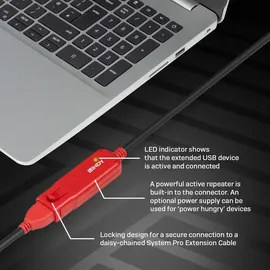 Lindy USB 2.0 Aktiv-Verlängerungs-Hub Pro - Kabel, 42783