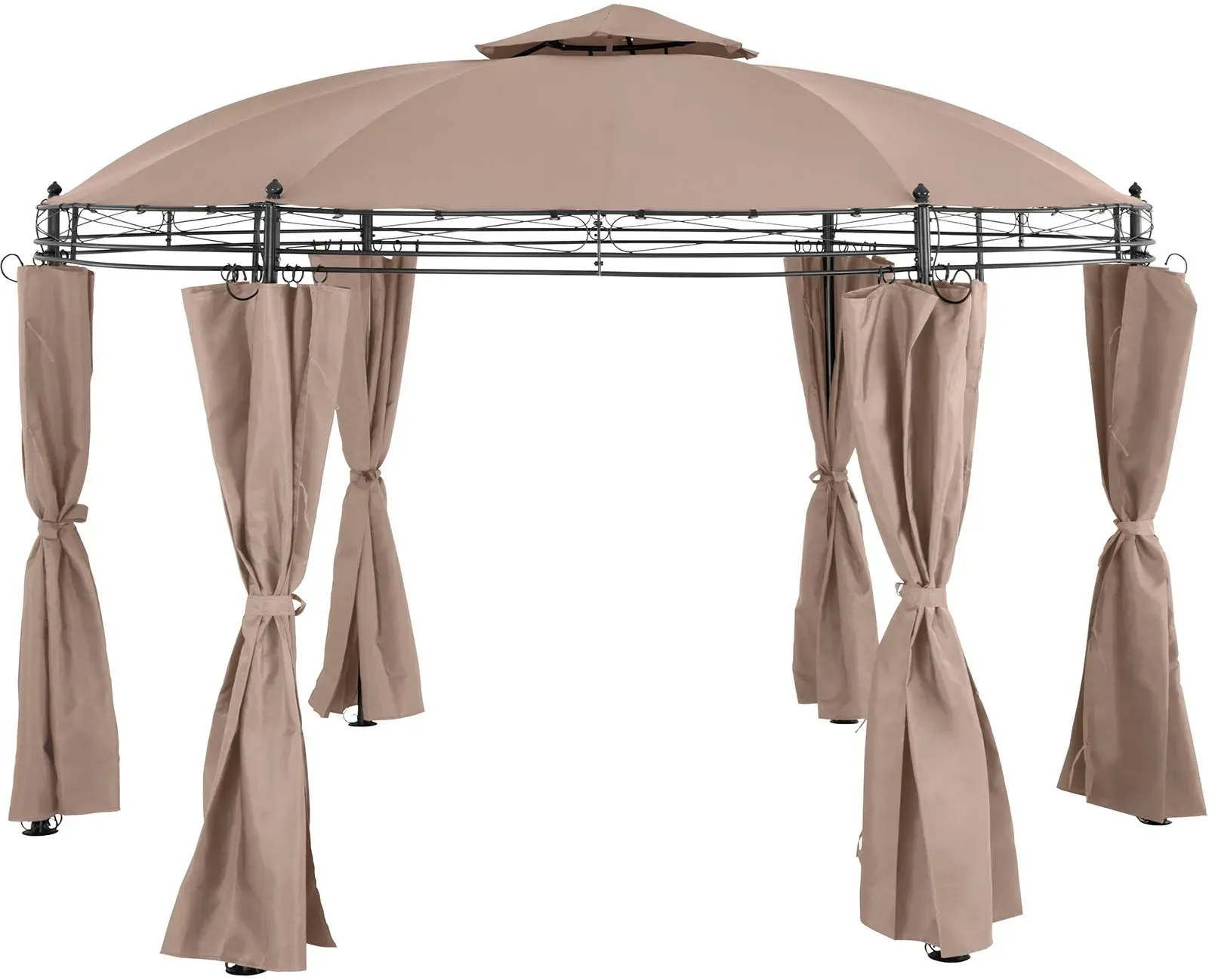 Uniprodo Gartenpavillon rund - Ø 3,50 m - 180 g/m2 - beige UNI_PERGOLA_3.5TR_U