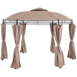 Uniprodo Gartenpavillon rund - Ø 3,50 m - 180 g/m2 - beige UNI_PERGOLA_3.5TR_U