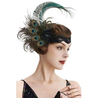 BABEYOND Damen 1920s Stirnband Pfau Feder 20er Jahre Stil Flapper Haarband Inspiriert von Great Gatsby Damen Kostüm Accessoires Stil 4