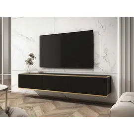 Mirjan24 Tv-Lowboard, Schwarz, Holzwerkstoff, Rechteckig, 175x30x32 cm Wohnzimmer, Wohnwände, Lowboards, Lowboards stehend