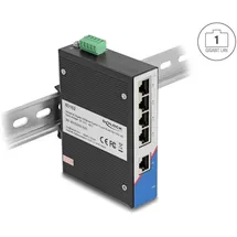 DeLock Industrie Gigabit Ethernet Switch 5 Port RJ45 für Hutschiene