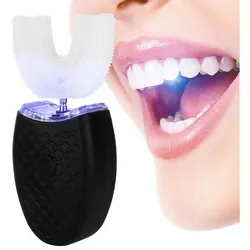 Fivejoy Schallzahnbürste Ultraschallzahnbürste U-förmige elektrische Schallzahnbürste Erwachsen, Automatisch Reinigung, Zahnbürste Mundpflege-Werkzeug schwarz