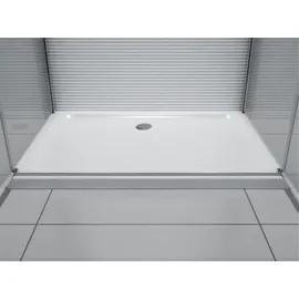 Glaszentrum Hagen Ares U-Duschkabine mit Drehtür 90 x 80 cm silber ESG Glas