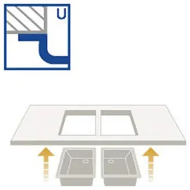PYRAMIS Iris 30 x 34 cm UB edelstahl poliert + Handbetätigung