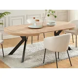 vente-unique Esstisch für 4 bis 8 Personen - ausziehbar - MDF & Stahl - Naturfarben & Schwarz - KOMONI