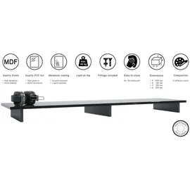 Vladon TV-Aufsatz 138,5x9,5x34,5 cm Schwarz/Eiche Matt MDF/Spanplatte