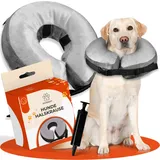 PFOTENGUT® Aufblasbare Hunde Halskrause inkl. Luftpumpe - Verbesserte Halskrausen für Hunde & Katzen [2023] - Premium Hundekragen - Schutzkragen Hund - Leckschutz Hund