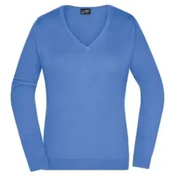 Damen V-Pullover JN658, Gletscher-blau, Größe XL - blau - XL