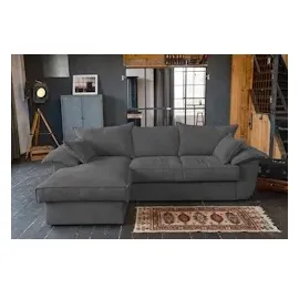 KAWOLA Sofa DAMETO Ecksofa Bettsofa Schlafsofa mit Stauraum Cord grau Recamiere links