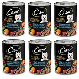 Cesar Natural Goodness in Terrine reich an Huhn mit Süßkartoffeln, Erbsen und Preiselbeeren