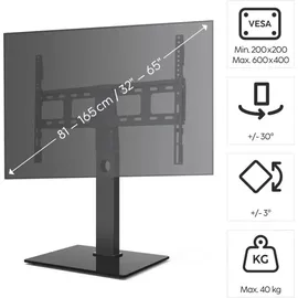Hama TV-Standfuß 165 cm Schwarz Glas/Metall