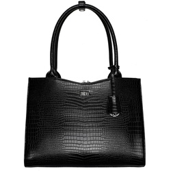 SOCHA  Midi Croco Business-Handtasche 39 cm - Schwarz