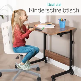 aktivshop Büro- und Beistelltisch, höhenverstellbar 65,5-90 cm, mit Rollen, Holz-Optik