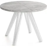 ESSTISCH Ravero runder ausziehbarer, Beton grau 100-140/100/77 cm