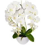 Kunstblume Orchidee, damich, Höhe 60 cm, Künstliche Orchidee im Blumentopf weiß