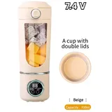 Tragbarer Mixer/entsafter, Großes 700-ml-fassungsvermögen, Robuste Stahlklingen, 2-in-1-mixbehälter, Tragbarer Smoothie-maker – Beige