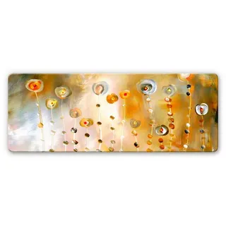 K&L Wall Art Glasbild »Glasbild«, BxH: 80 x 30 cm, Wand Deko abstrakt Gold Blumen
