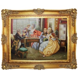 Casa Padrino Barock Ölgemälde Die Verlesung Mehrfarbig / Gold 160 x 10 x H. 130 cm - Handgemaltes Gemälde mit prunkvollem Rahmen im Barockstil - Barockstil Deko