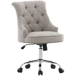 HOMCOM Drehstuhl Leinen, Schaumstoff, Nylon, Metall, Kunststoff