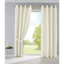 Gardinenbox 2er Set Vorhänge Blickdicht Gardinen Matt Lichtdurchlässig »Palermo« mit Ösen und Raffhalter Dekoschal HxB 145x140 cm Creme,