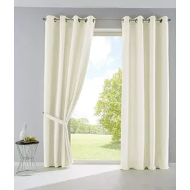 Gardinenbox 2er Set Vorhänge Blickdicht Gardinen Matt Lichtdurchlässig »Palermo« mit Ösen und Raffhalter Dekoschal HxB 145x140 cm Creme,