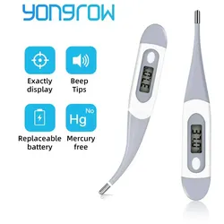 Yongrow Digitales Mundthermometer für Babys, Kinder, Erwachsene, Fieber mit flexibler Spitze, Speicherabruf