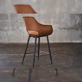 KAWOLA Barhocker ZAJA Barstuhl Sitzhöhe 76 cm Microfaser cognac