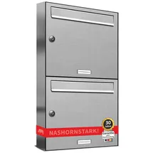 AL Briefkastensysteme Edelstahl Briefkastenanlage 2er inkl. Zeitungsfach