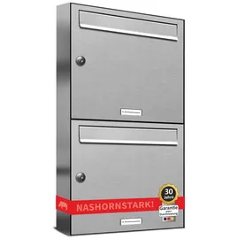 AL Briefkastensysteme Edelstahl Briefkastenanlage 2er inkl. Zeitungsfach