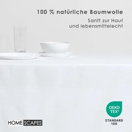 Homescapes Tischdecke 100% Baumwolle 137 x 228 cm Weiß