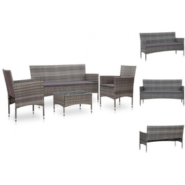 vidaXL Garten Lounge-Set mit Auflagen 3-Sitzer Bank grau