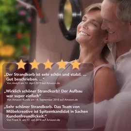 Strandkorb Hanse Strandkorb Volllieger Anthrazit - 120cm breit, ideal für Garten, Terrasse und Balkon Grau Weiß Nadelstreifen, zerlegt