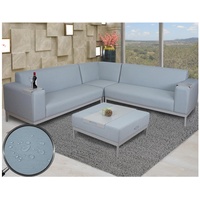 MCW Ecksofa MCW-C47, Sofa Loungesofa Couch, Stoff/Textil Indoor wasserabweisend 245cm ~ blau mit Ablage