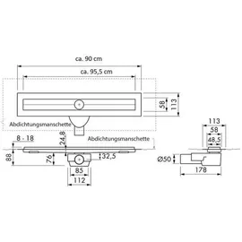 Schütte Duschrinne 90 cm Edelstahlabdeckung - Duschkabinen-Armatur