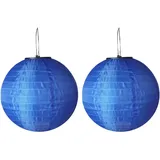 Lampions Solar Außen,Himmel 2 Stücke Solar LED Laterne Wasserdicht Nylon Hängende Gartenlaterne 25cm Solar Beleuchtung für Garten, Hof, Terrasse, Hochzeit, Halloween Fest Deko (blau)