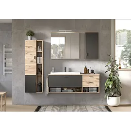 WELLTIME Hängeschrank WELLTIME "Dolo, Breite 37 cm, 1 Tür (Türanschlag wechselbar), 1 Einlegeböden", grau (nox oak), B:37cm H:75cm T:25cm, Schränke, Hängeschrank, Badmöbel, Badschrank, Schrank, Wandschrank, Bad, Badezimmer