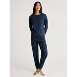 CALIDA Schlafanzug »Sweet Dreams« 2 tlg. Langarm, Rundhals, Interlock-Qualität, weich, bequem blau