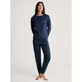 CALIDA Schlafanzug »Sweet Dreams« 2 tlg. Langarm, Rundhals, Interlock-Qualität, weich, bequem blau