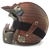 Sturzhelme für Motorräder Retro Jethelm Cruiser Chopper Scooter Cafe Racer Leder Motorradhelm 3/4 Jethelm